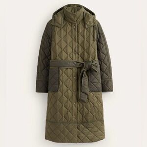 Boden Quilted Olive Green Coat